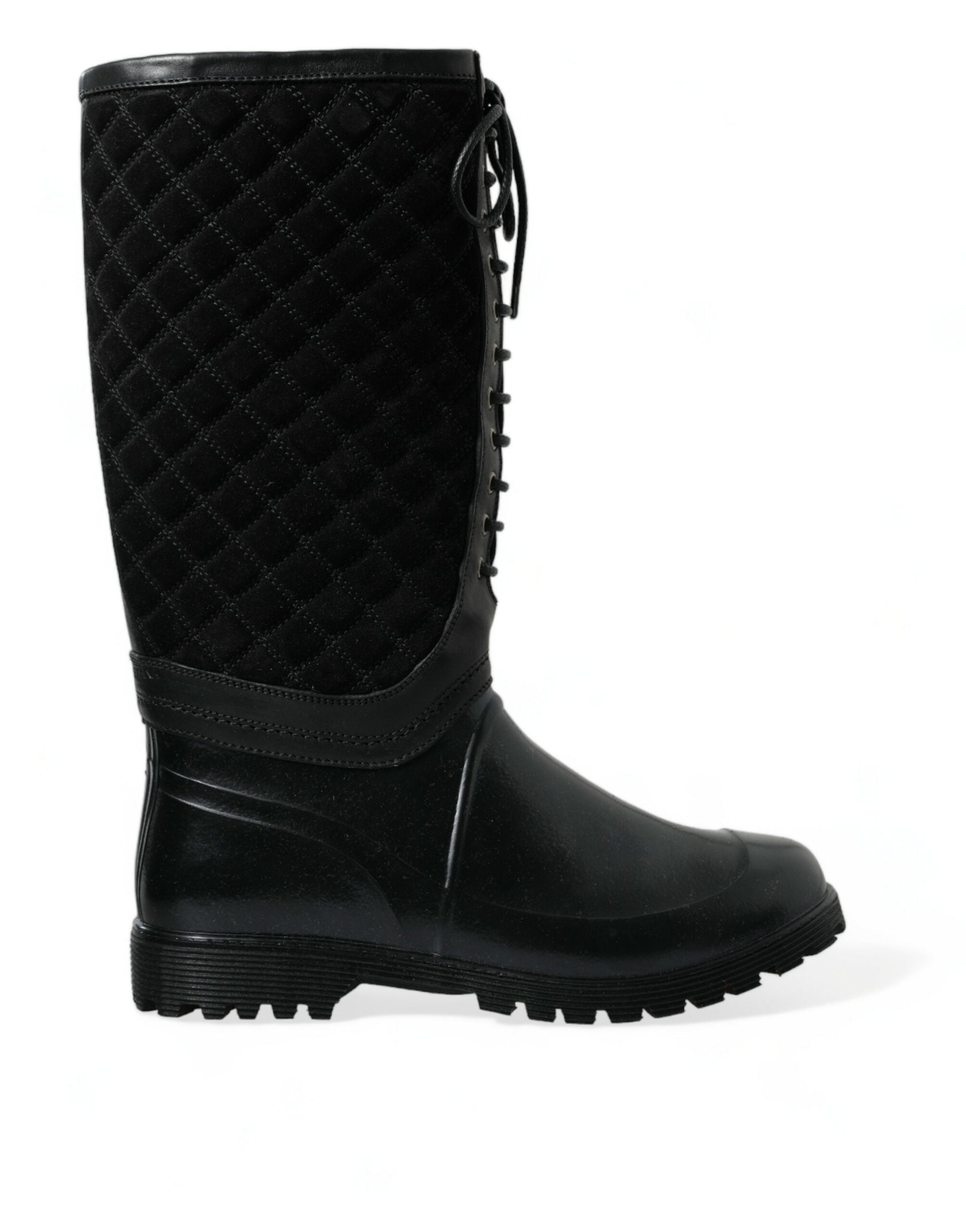 Dolce & Gabbana Black Chioggia Rubber Suede Rain Boots Shoes -   -  Dolce & Gabbana.