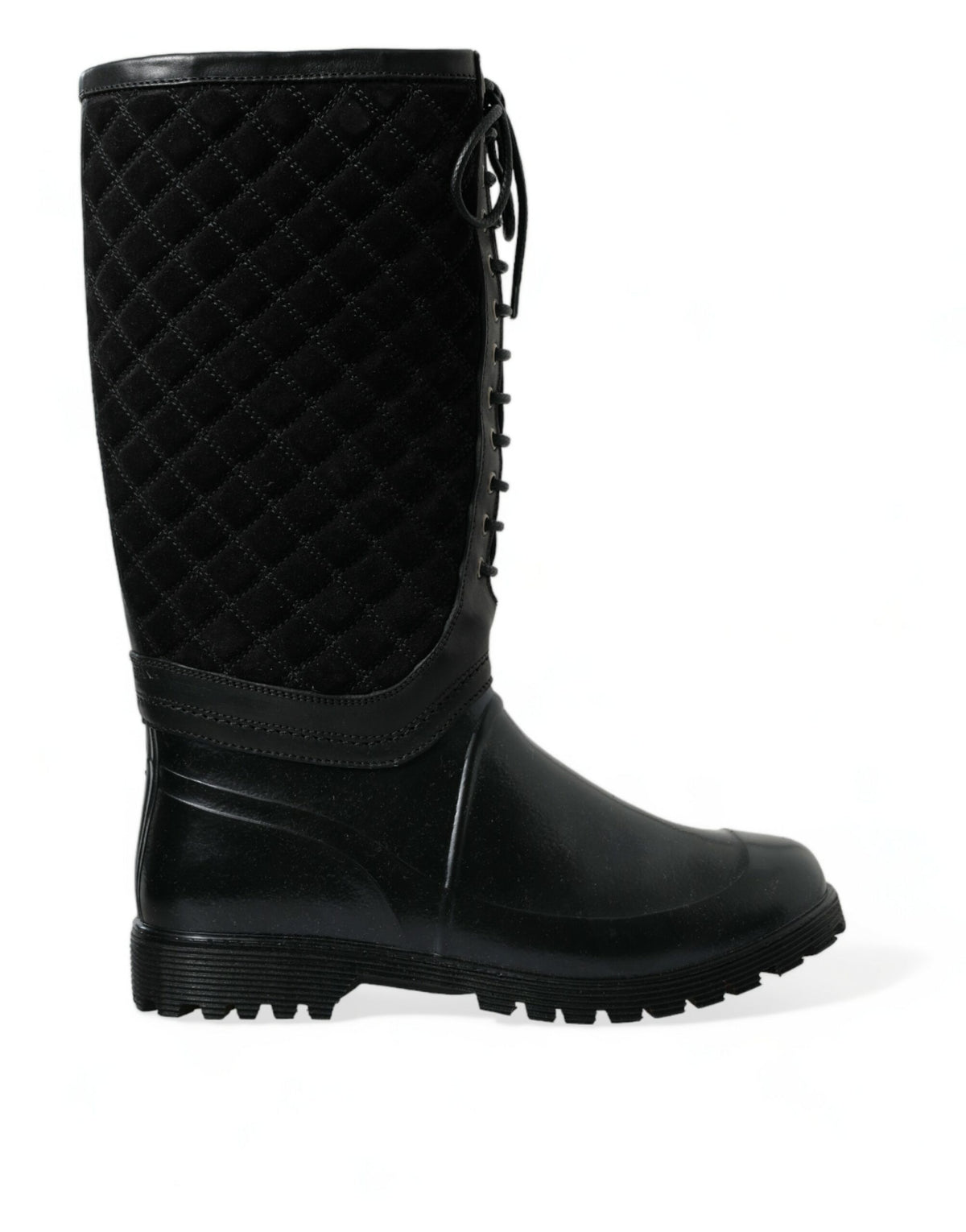Dolce & Gabbana Black Chioggia Rubber Suede Rain Boots Shoes -   -  Dolce & Gabbana.