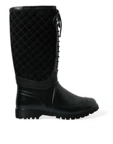 Dolce & Gabbana Black Chioggia Rubber Suede Rain Boots Shoes -   -  Dolce & Gabbana.
