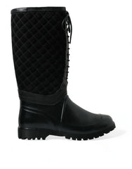 Dolce & Gabbana Black Chioggia Rubber Suede Rain Boots Shoes -   -  Dolce & Gabbana.