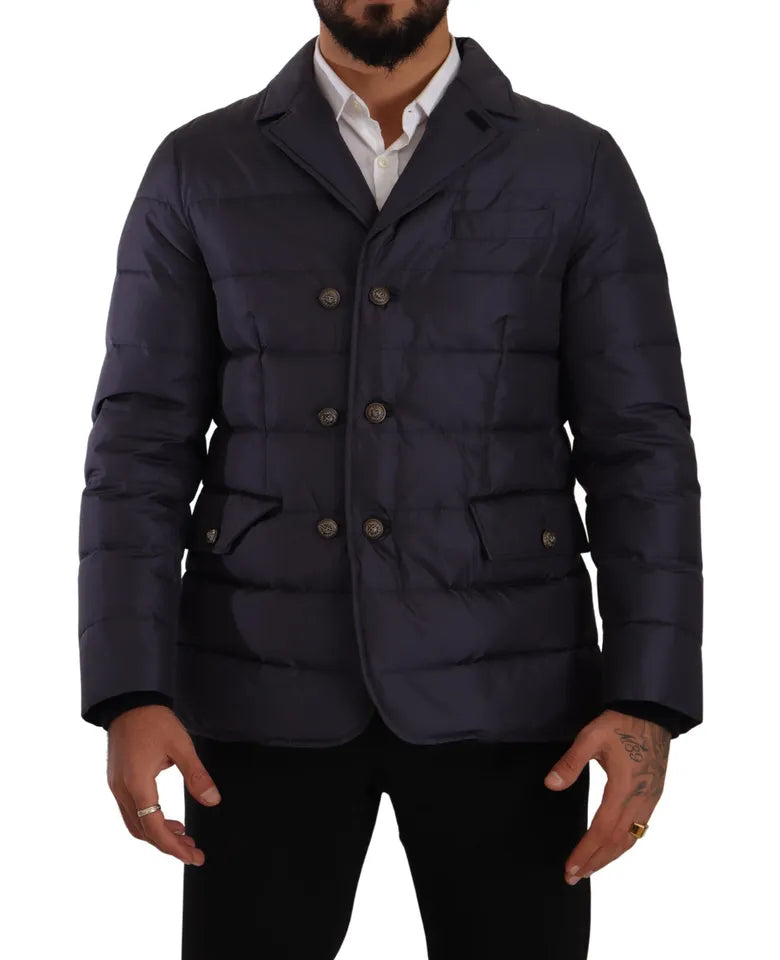 Dolce & Gabbana Blue Silk Goat Coat Blouson Winter Jacket -   -  Dolce & Gabbana.