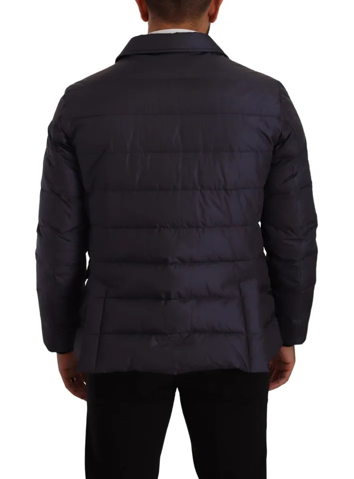 Dolce & Gabbana Blue Silk Goat Coat Blouson Winter Jacket -   -  Dolce & Gabbana. Dolce & Gabbana Blue Silk Goat Coat Blouson Winter Jacket -   -  Dolce & Gabbana.