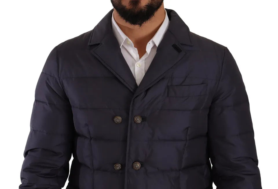Dolce & Gabbana Blue Silk Goat Coat Blouson Winter Jacket -   -  Dolce & Gabbana. Dolce & Gabbana Blue Silk Goat Coat Blouson Winter Jacket -   -  Dolce & Gabbana.