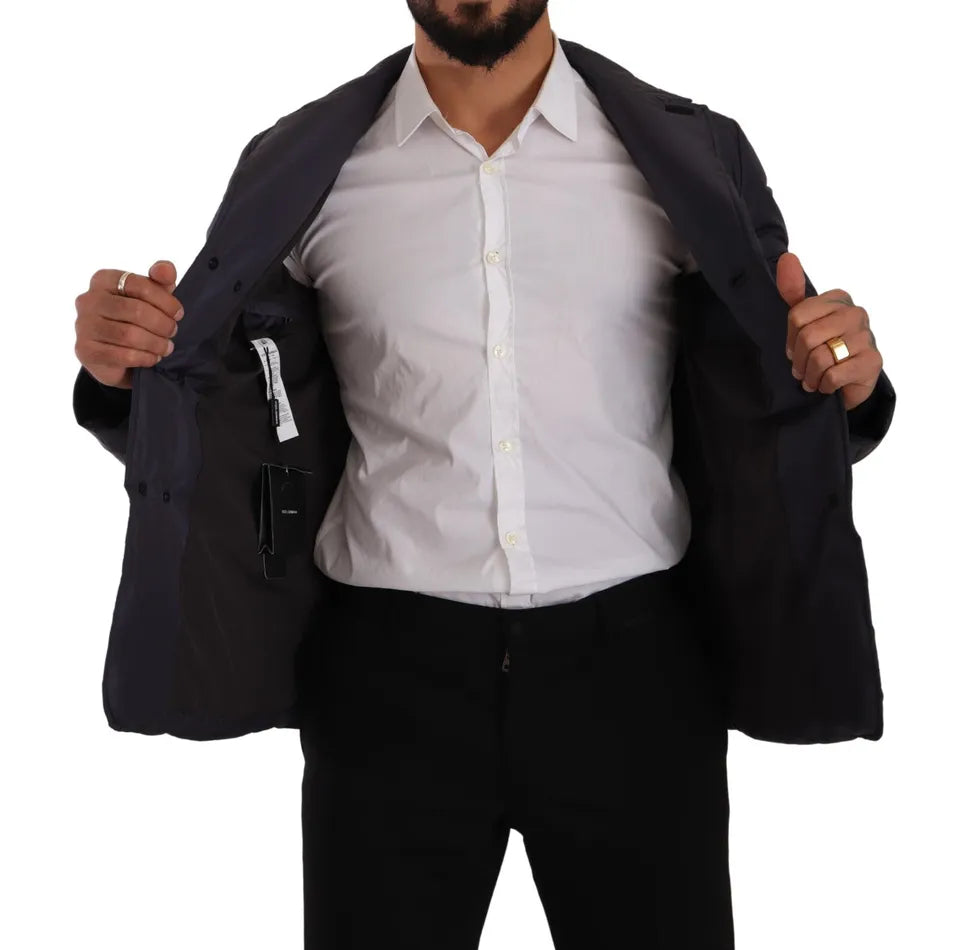 Dolce & Gabbana Blue Silk Goat Coat Blouson Winter Jacket -   -  Dolce & Gabbana. Dolce & Gabbana Blue Silk Goat Coat Blouson Winter Jacket -   -  Dolce & Gabbana.