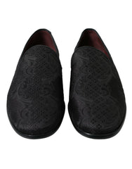 Dolce & Gabbana Black Brocade Men Slip On Loafer Dress Shoes -   -  Dolce & Gabbana.