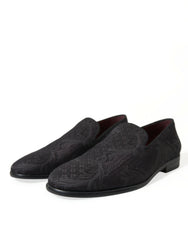 Dolce & Gabbana Black Brocade Men Slip On Loafer Dress Shoes -   -  Dolce & Gabbana.
