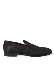Dolce & Gabbana Black Brocade Men Slip On Loafer Dress Shoes -   -  Dolce & Gabbana.
