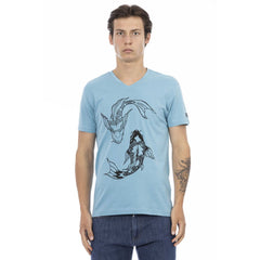 Trussardi Action Light Blue Cotton Men T-Shirt - - Trussardi Action.