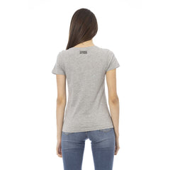 Trussardi Action Gray Cotton Women V-Neck Top -   -  Trussardi Action.