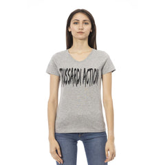 Trussardi Action Gray Cotton Women T-Shirt -   -  Trussardi Action.