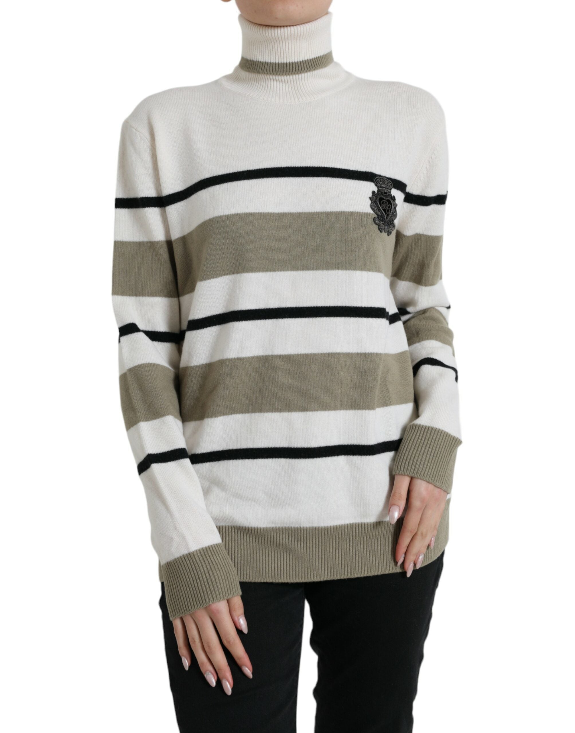 Dolce & Gabbana Multicolor Stripe Wool Logo Pullover Sweater - - Dolce & Gabbana.
