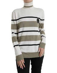 Dolce & Gabbana Multicolor Stripe Wool Logo Pullover Sweater - - Dolce & Gabbana.