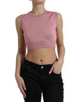 Dolce & Gabbana Pink Crew Neck Cropped Sleeveless Tank Top -   -  Dolce & Gabbana.