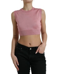 Dolce & Gabbana Pink Crew Neck Cropped Sleeveless Tank Top -   -  Dolce & Gabbana.