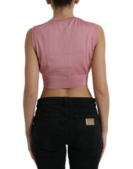 Dolce & Gabbana Pink Crew Neck Cropped Sleeveless Tank Top -   -  Dolce & Gabbana.