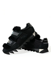 Dolce & Gabbana Black Fur Embellished Suede Sneakers Shoes -   -  Dolce & Gabbana.