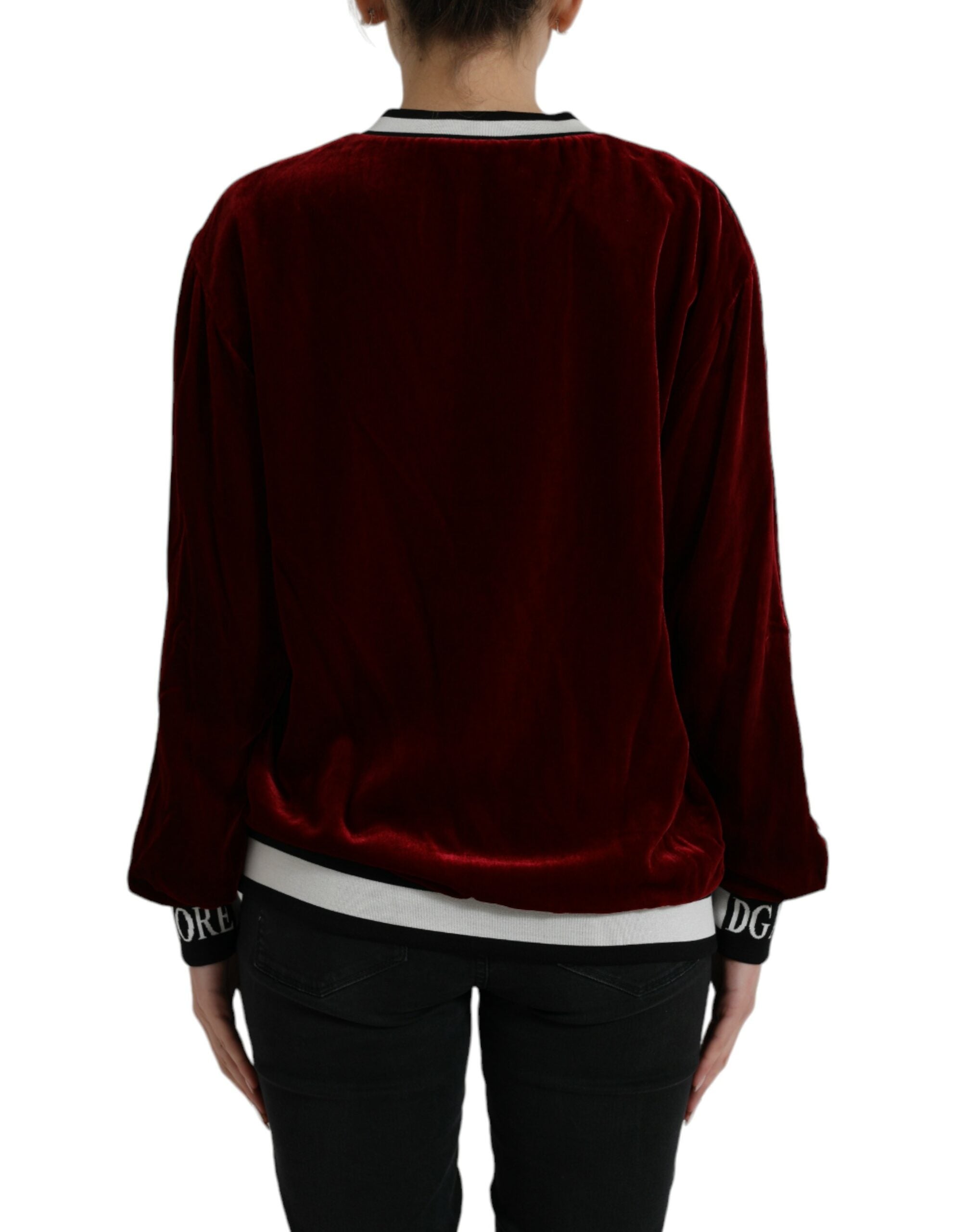Dolce & Gabbana Bordeaux Velvet Round Neck Pullover Sweater -   -  Dolce & Gabbana. Dolce & Gabbana Bordeaux Velvet Round Neck Pullover Sweater -   -  Dolce & Gabbana.