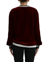 Dolce & Gabbana Bordeaux Velvet Round Neck Pullover Sweater -   -  Dolce & Gabbana.