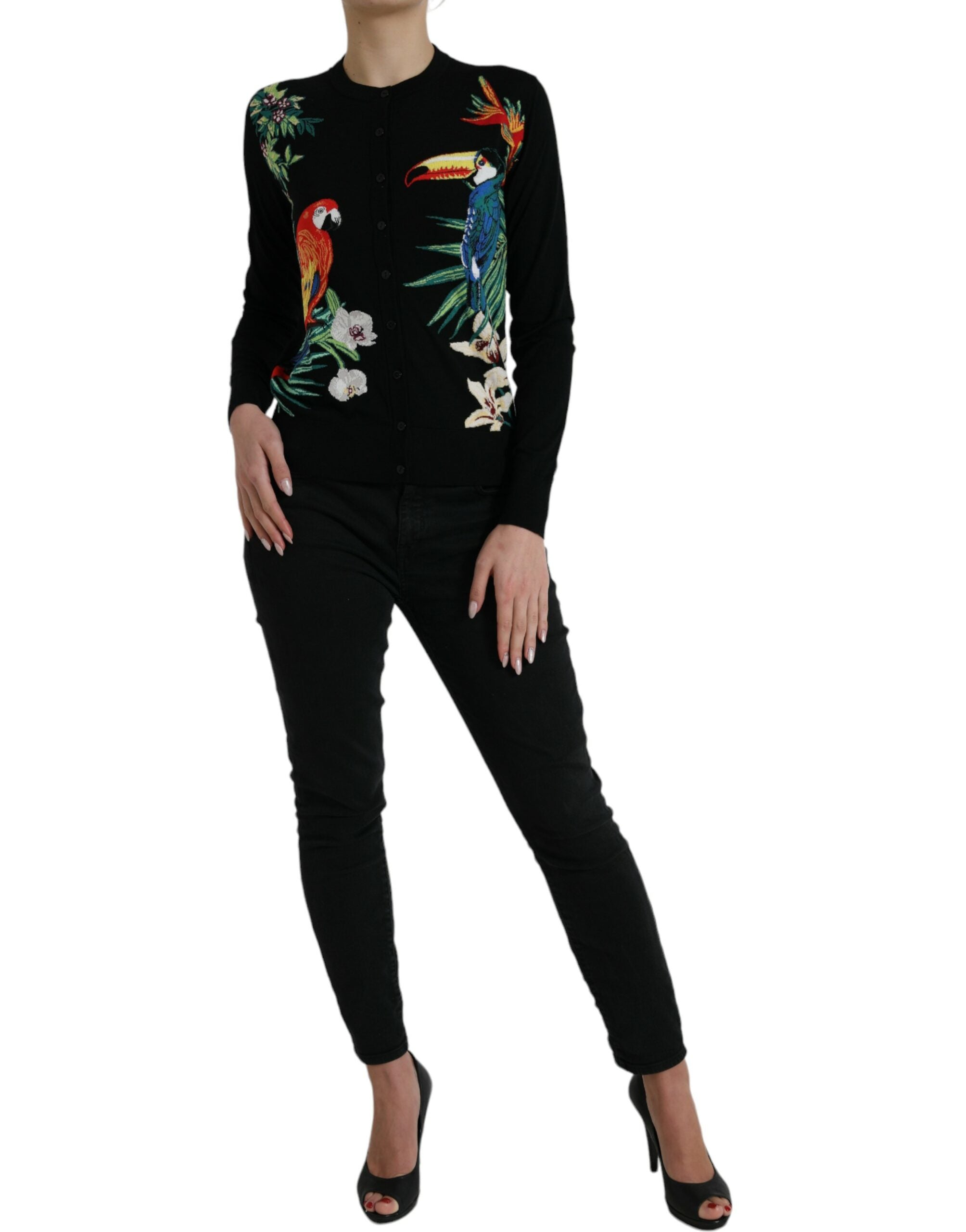 Dolce & Gabbana Black Bird Wool Long Sleeve Cardigan Sweater -   -  Dolce & Gabbana. Dolce & Gabbana Black Bird Wool Long Sleeve Cardigan Sweater -   -  Dolce & Gabbana.