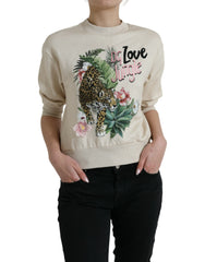 Dolce & Gabbana Beige Jungle Printed Cotton Pullover Sweater -   -  Dolce & Gabbana.