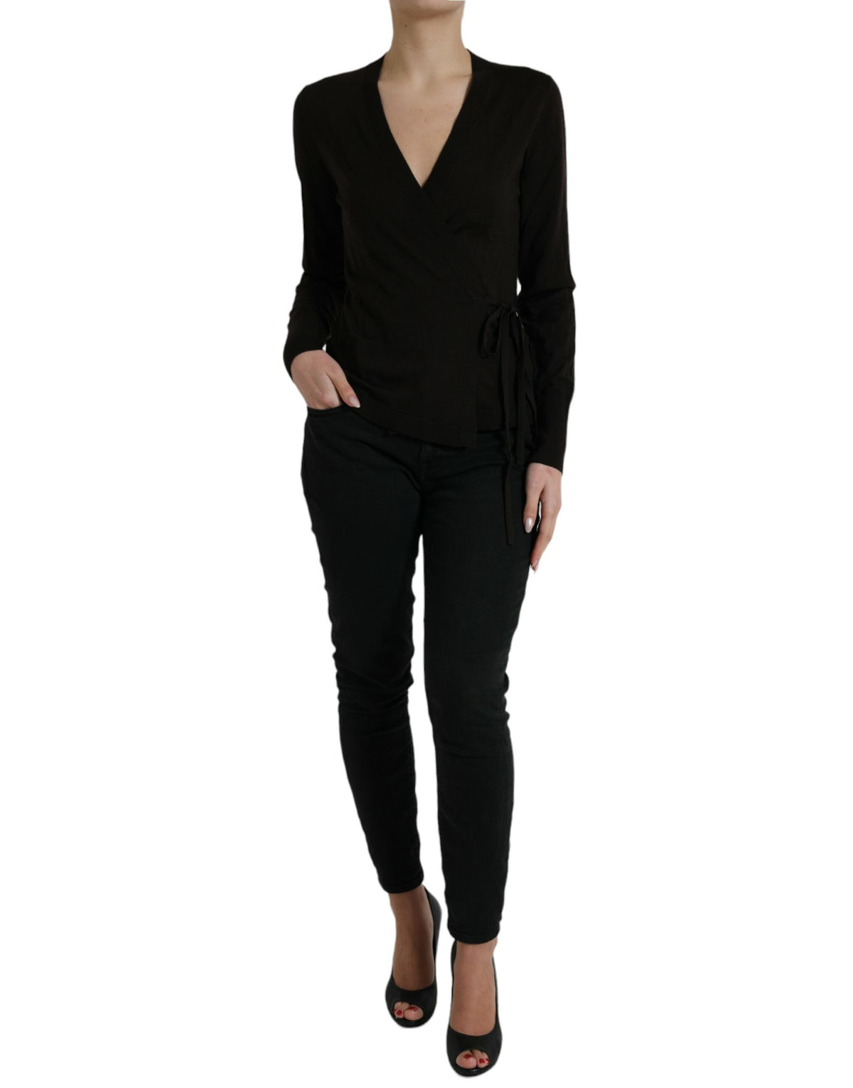 Dolce & Gabbana Black Wool V-neck Crossed Cardigan Sweater -   -  Dolce & Gabbana.