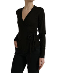 Dolce & Gabbana Black Wool V-neck Crossed Cardigan Sweater -   -  Dolce & Gabbana.
