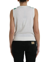 Dolce & Gabbana White Banana Leaf Print Crew Neck Tank Top -   -  Dolce & Gabbana.