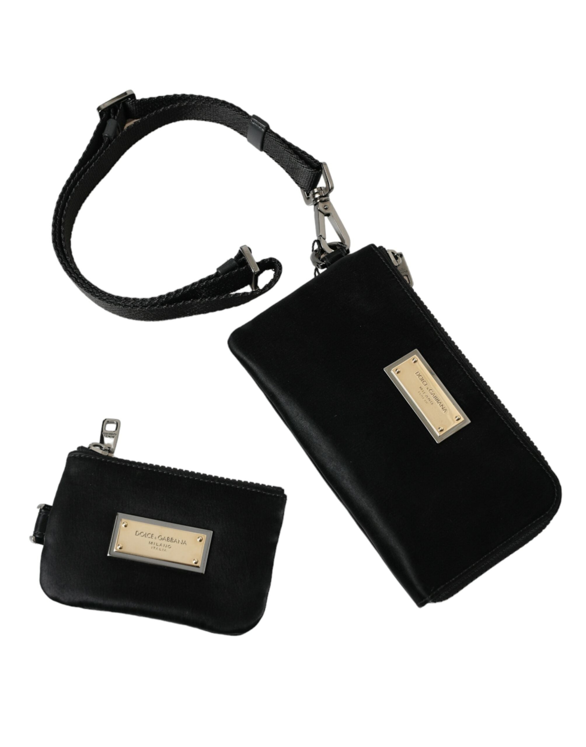 Dolce & Gabbana Black Nylon Logo Plaque Keyring Pouch Clutch Bag -   -  Dolce & Gabbana. Dolce & Gabbana Black Nylon Logo Plaque Keyring Pouch Clutch Bag -   -  Dolce & Gabbana.