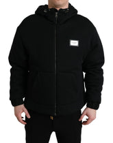 Dolce & Gabbana Black Cotton Hooded Logo Bomber Jacket -   -  Dolce & Gabbana.