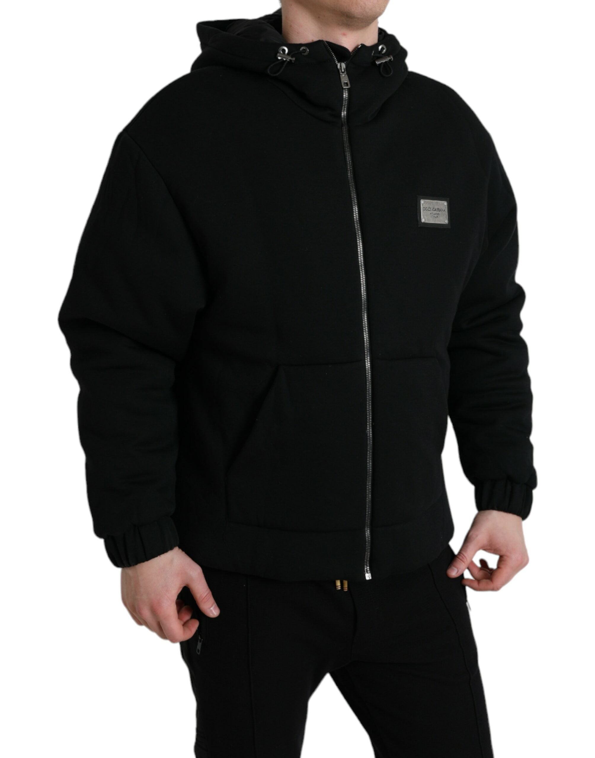 Dolce & Gabbana Black Cotton Hooded Logo Bomber Jacket -   -  Dolce & Gabbana. Dolce & Gabbana Black Cotton Hooded Logo Bomber Jacket -   -  Dolce & Gabbana.