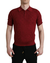 Dolce & Gabbana Maroon Collared Short Sleeve Silk T-shirt -   -  Dolce & Gabbana.
