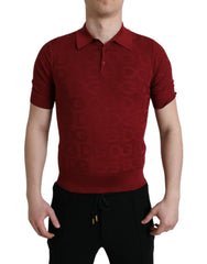 Dolce & Gabbana Maroon Collared Short Sleeve Silk T-shirt -   -  Dolce & Gabbana.
