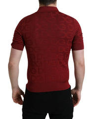 Dolce & Gabbana Maroon Collared Short Sleeve Silk T-shirt -   -  Dolce & Gabbana.