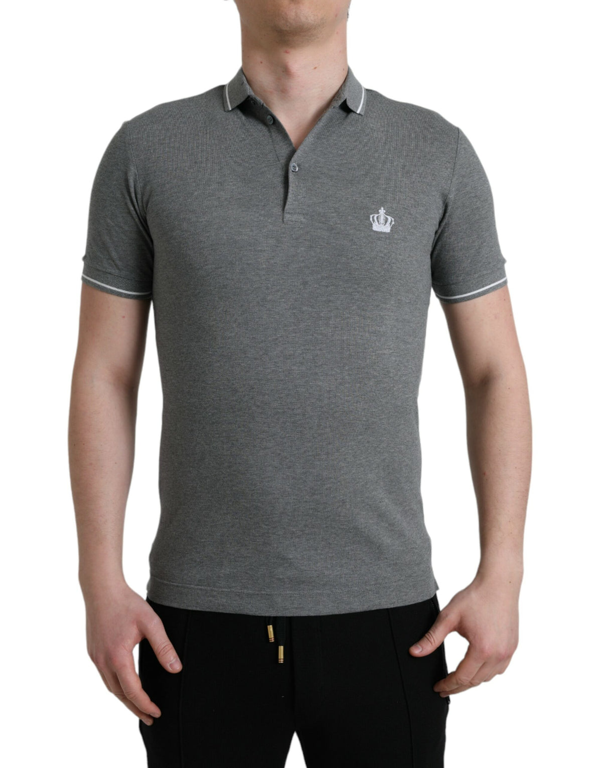 Dolce & Gabbana Gray Collared Short Sleeve Crown T-shirt -   -  Dolce & Gabbana.