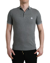 Dolce & Gabbana Gray Collared Short Sleeve Crown T-shirt -   -  Dolce & Gabbana.
