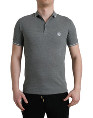 Dolce & Gabbana Gray Collared Short Sleeve Crown T-shirt -   -  Dolce & Gabbana.
