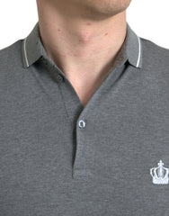 Dolce & Gabbana Gray Collared Short Sleeve Crown T-shirt -   -  Dolce & Gabbana.