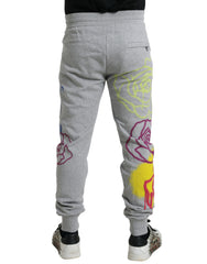 Dolce & Gabbana Gray Cotton Graffiti Sweatpants Jogger Pants - - Dolce & Gabbana.