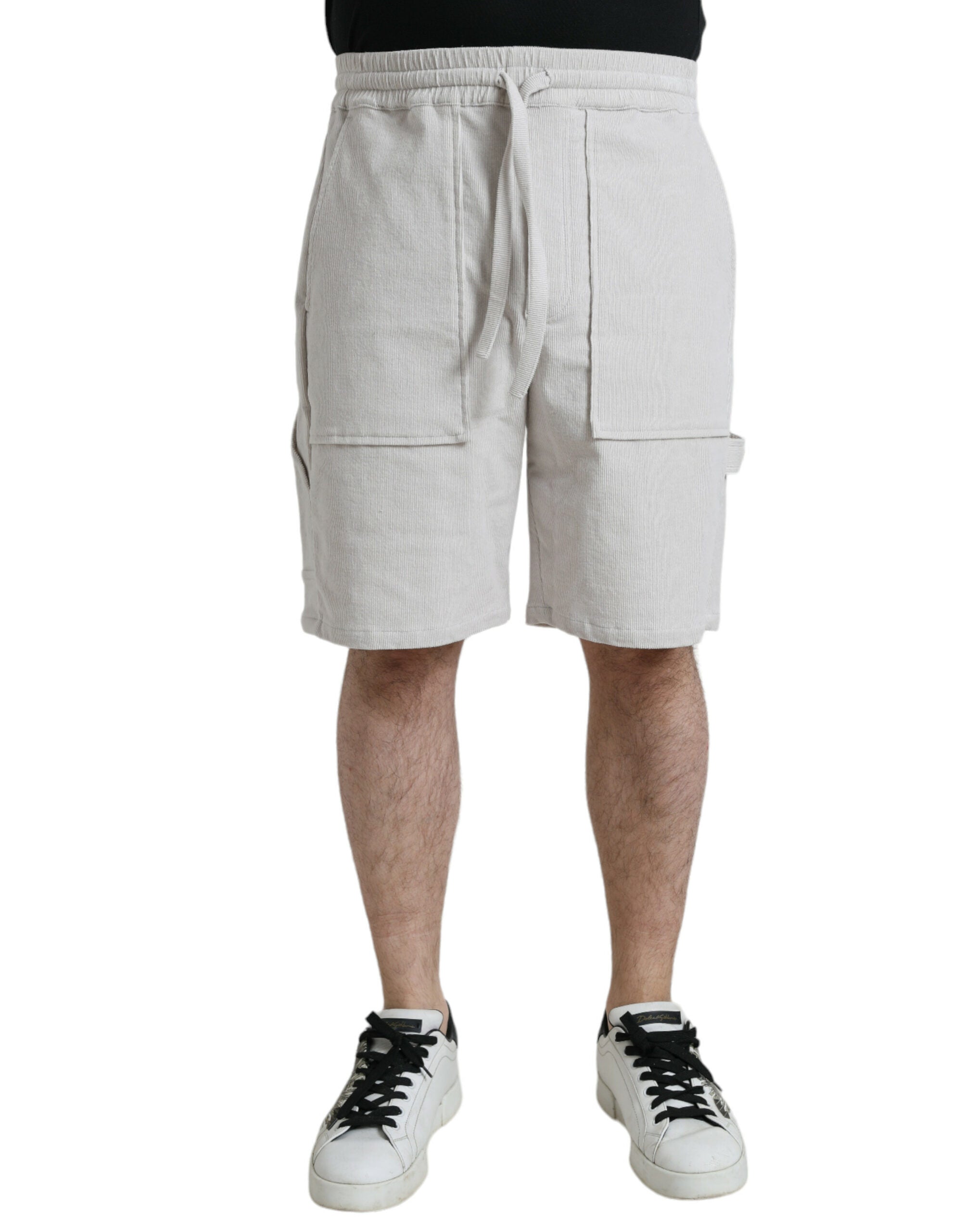 Dolce & Gabbana Beige Cotton Corduroy Logo Bermuda Shorts -   -  Dolce & Gabbana.