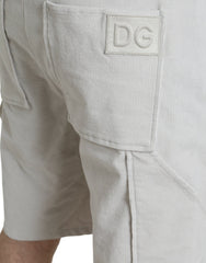 Dolce & Gabbana Beige Cotton Corduroy Logo Bermuda Shorts -   -  Dolce & Gabbana.