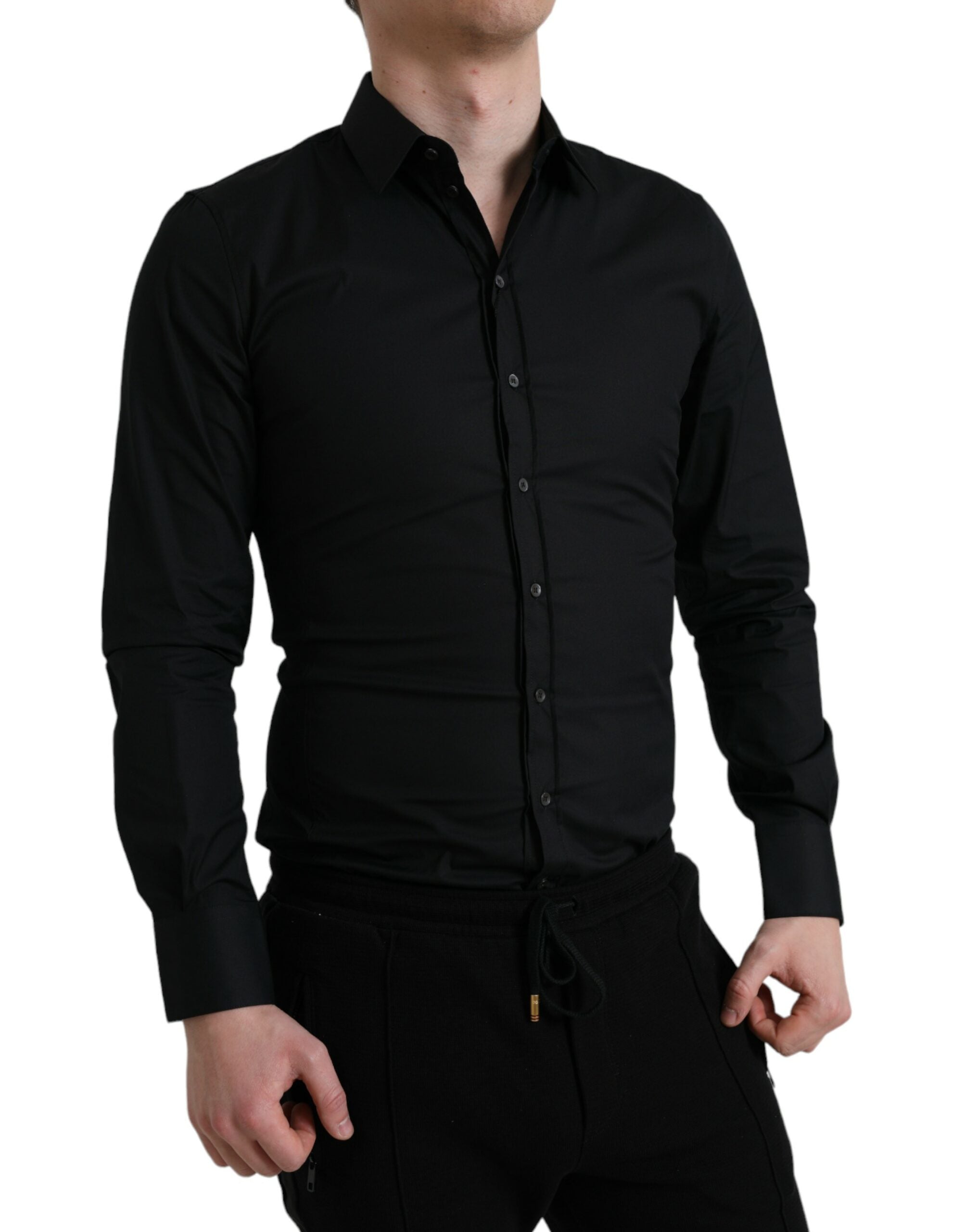 Dolce & Gabbana Black Cotton Stretch Slim Formal Dress Shirt -   -  Dolce & Gabbana. Dolce & Gabbana Black Cotton Stretch Slim Formal Dress Shirt -   -  Dolce & Gabbana.