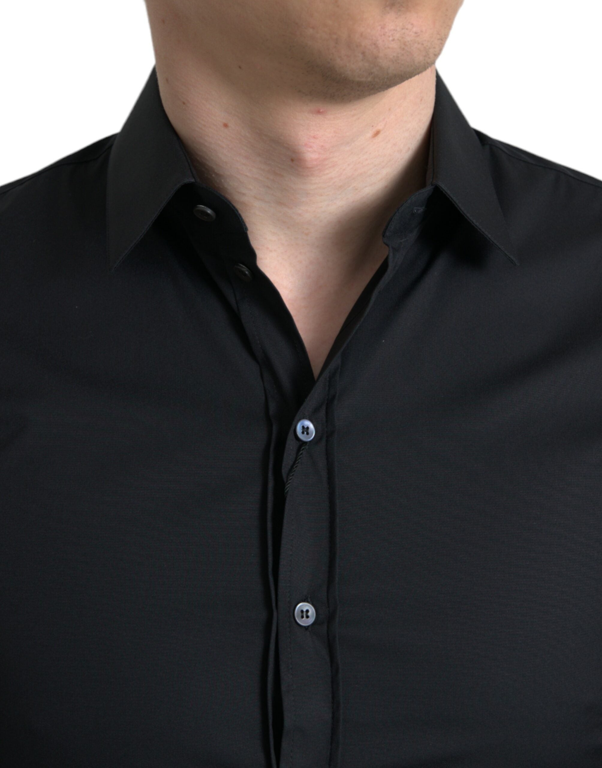 Dolce & Gabbana Black Cotton Stretch Slim Formal Dress Shirt -   -  Dolce & Gabbana. Dolce & Gabbana Black Cotton Stretch Slim Formal Dress Shirt -   -  Dolce & Gabbana.