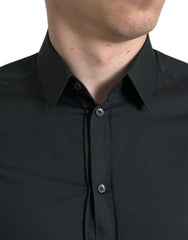 Dolce & Gabbana Black Cotton Silk Formal GOLD Dress Shirt -   -  Dolce & Gabbana.