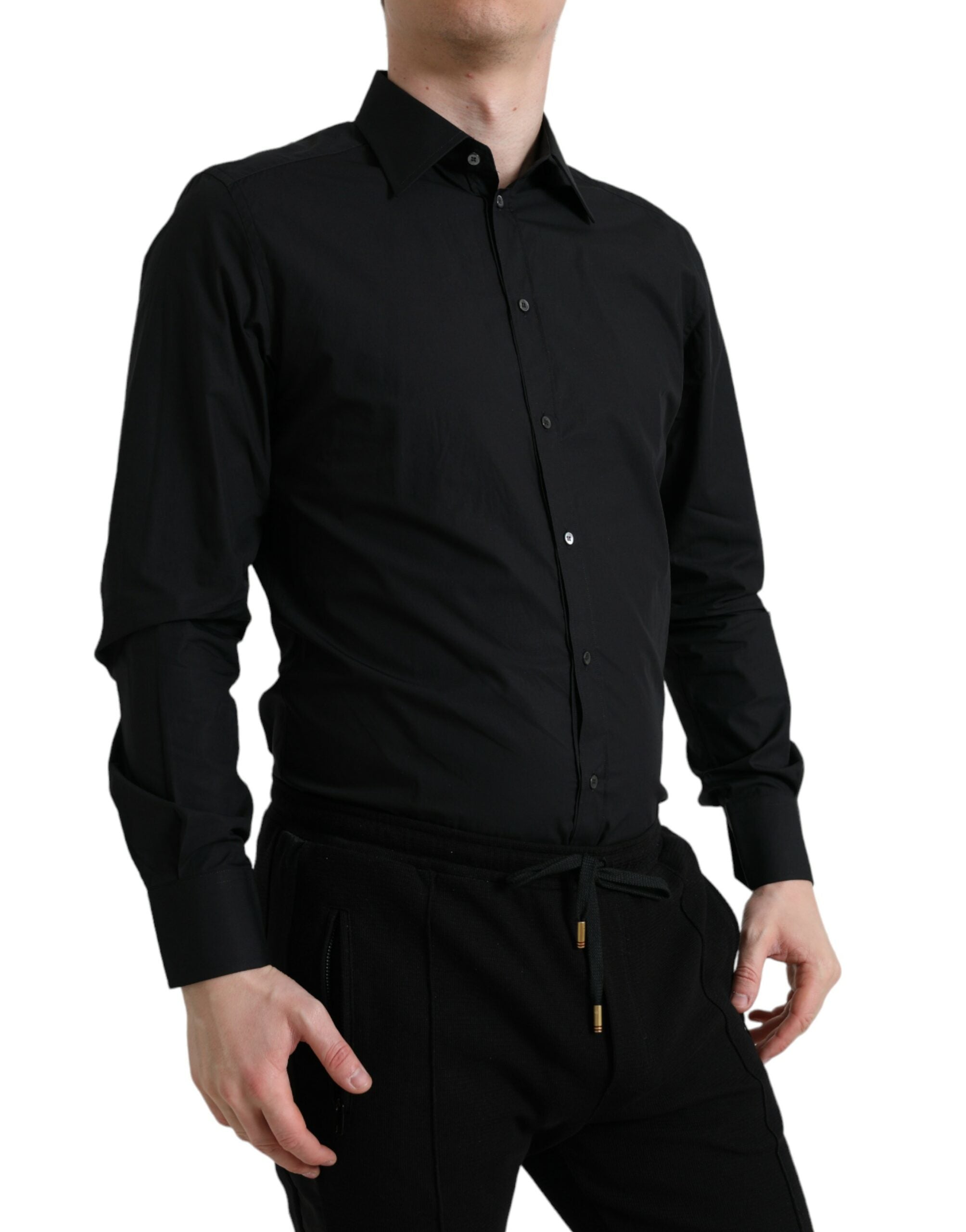 Dolce & Gabbana Black Cotton Men Formal GOLD Dress Shirt -   -  Dolce & Gabbana. Dolce & Gabbana Black Cotton Men Formal GOLD Dress Shirt -   -  Dolce & Gabbana.