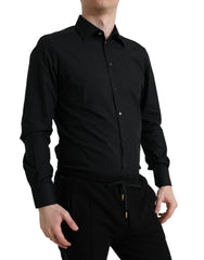 Dolce & Gabbana Black Cotton Men Formal GOLD Dress Shirt -   -  Dolce & Gabbana.