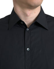 Dolce & Gabbana Black Cotton Men Formal GOLD Dress Shirt -   -  Dolce & Gabbana.