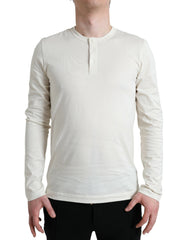 Dolce & Gabbana Off White Cotton Henley Pullover Sweater -   -  Dolce & Gabbana.