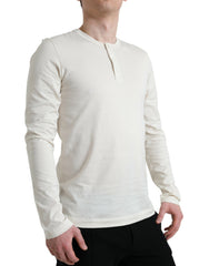 Dolce & Gabbana Off White Cotton Henley Pullover Sweater -   -  Dolce & Gabbana.