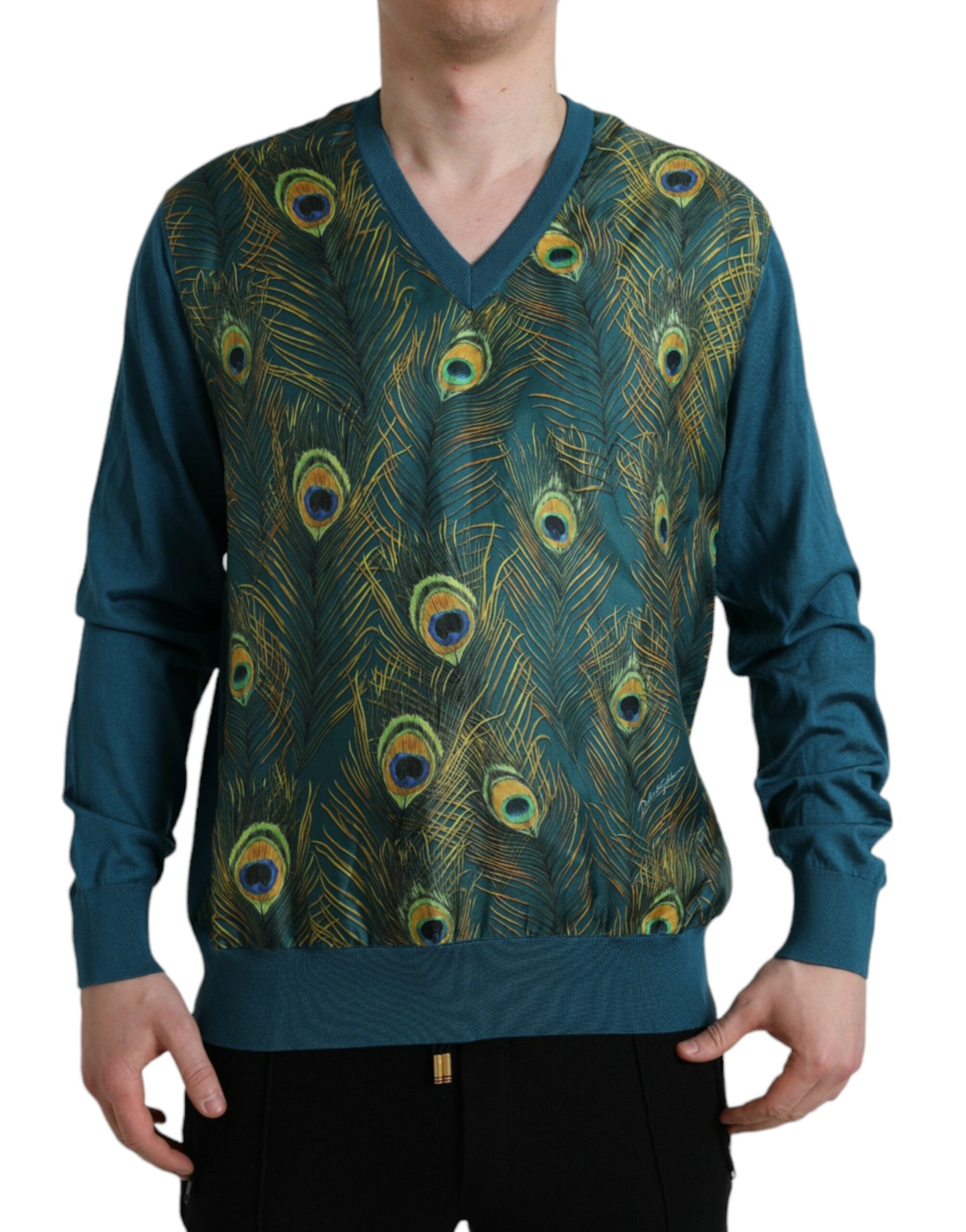 Dolce & Gabbana Green Peacock Feather Pullover Sweater -   -  Dolce & Gabbana.