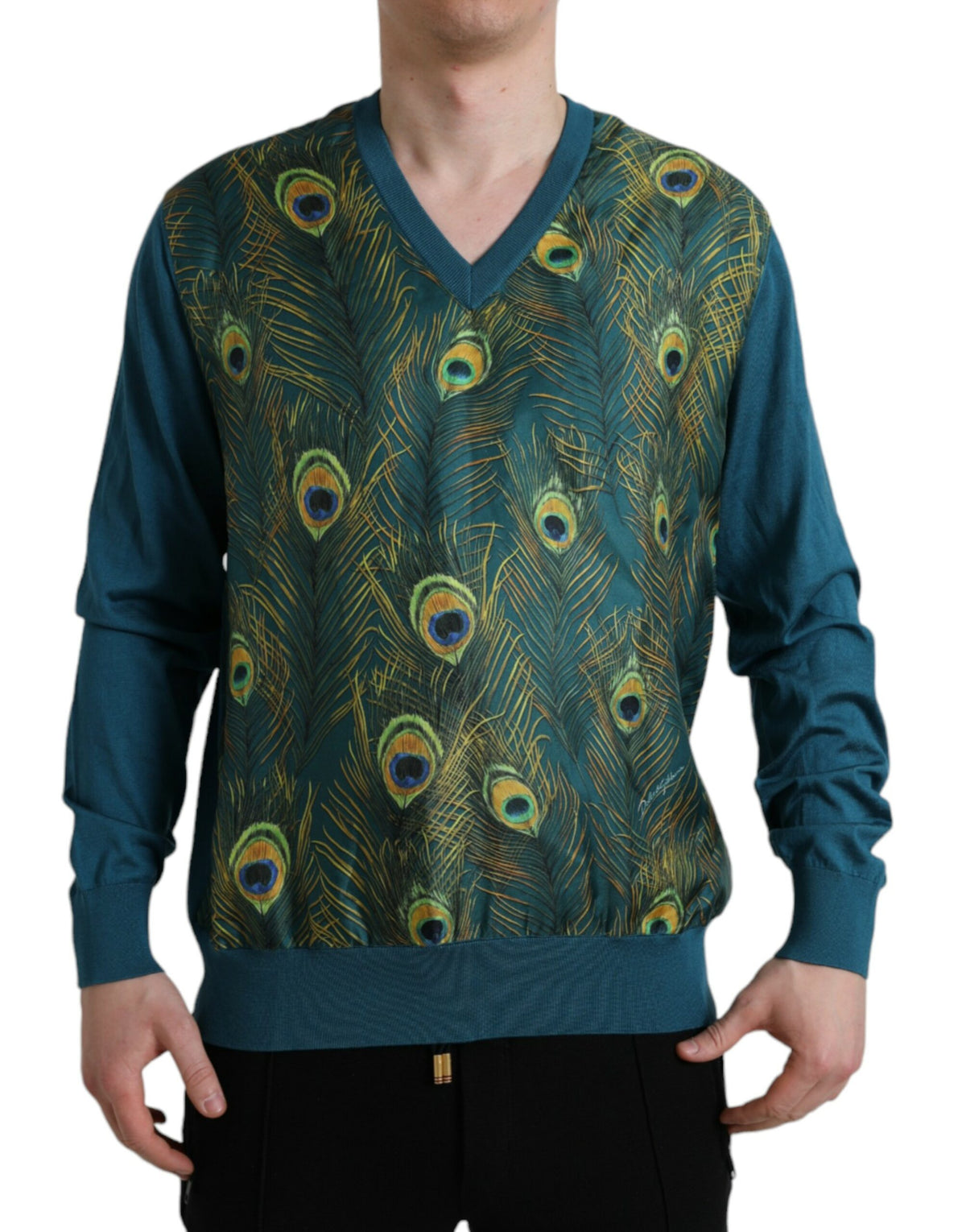 Dolce & Gabbana Green Peacock Feather Pullover Sweater -   -  Dolce & Gabbana.